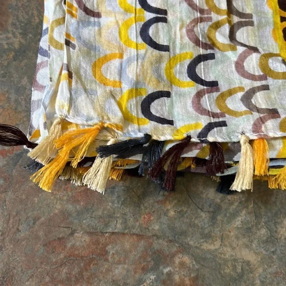 Linen Tassel Scarf Fall Colors - Picture 9 of 9